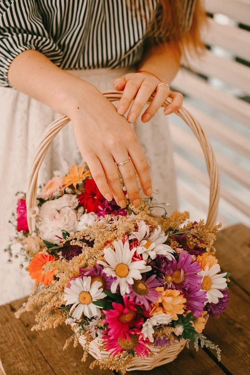 Exemple de panier de fleurs variées